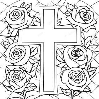 Kreuz Mit Schonen Rosen Ausmalbild 35043-29167