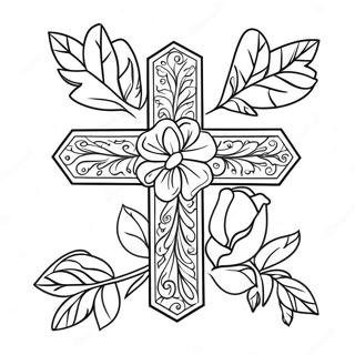 Kreuz Mit Schonen Rosen Ausmalbild 35043-29168