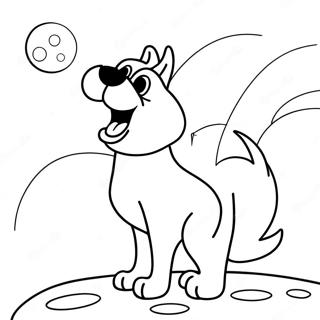 Fiercer Cartoon Hund Der Zum Mond Heult Ausmalbild 36425-30375