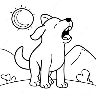 Fiercer Cartoon Hund Der Zum Mond Heult Ausmalbild 36425-30376