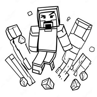 Minecraft Steve Mit Diamant Rustung In Aktion Ausmalbild 36675-30557