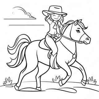 Cowgirl Das Ein Pferd Reitet Ausmalbild 3689-2993