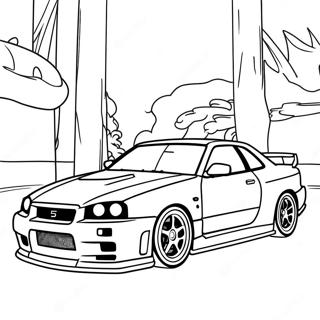 Nissan Skyline R34 Rennaktion Ausmalbild 36966-30791