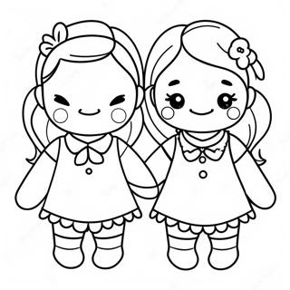 Niedliche Bffs Hand In Hand Ausmalbild 37346-31089