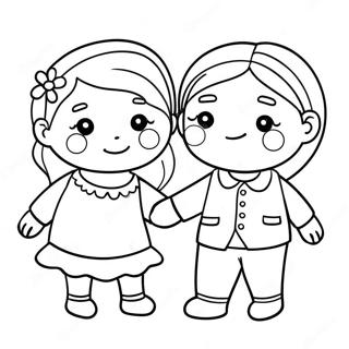 Niedliche Bffs Hand In Hand Ausmalbild 37346-31090