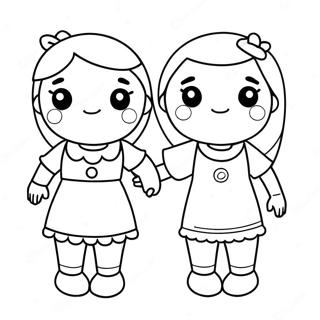 Niedliche Bffs Hand In Hand Ausmalbild 37346-31091