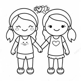 Niedliche Bffs Hand In Hand Ausmalbild 37346-31092