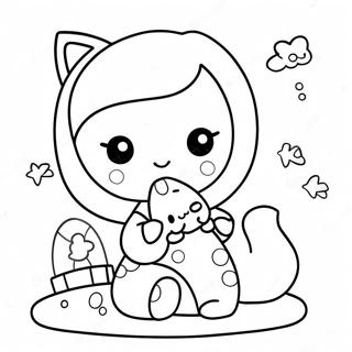 Kawaii Madchen Mit Susser Katze Ausmalbild 37425-31153