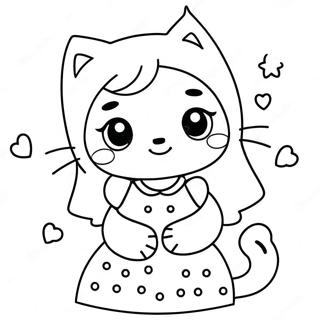 Kawaii Madchen Mit Susser Katze Ausmalbild 37425-31155