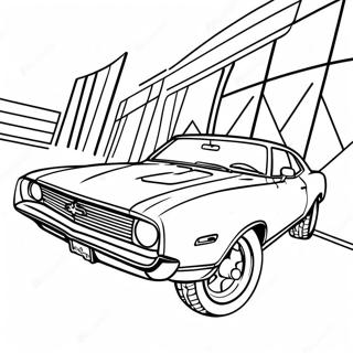 Klassisches Muscle Car In Aktion Ausmalbild 3801-3080