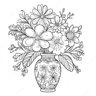 Bunte Blumen In Einer Dekorativen Vase Ausmalbild 38117-31705