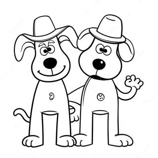 Wallace Und Gromit In Lustigen Huten Ausmalbild 38247-31805