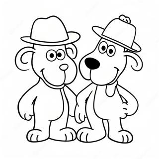 Wallace Und Gromit In Lustigen Huten Ausmalbild 38247-31807