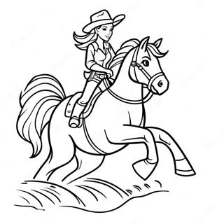 Realistische Cowgirl Die Ein Pferd Reitet Ausmalbild 38726-32190