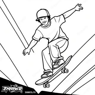 Ausmalbild Eines Thrasher Skateboarders Der Tricks Vorfuhrt 39298-32628