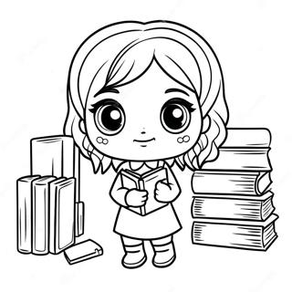 Chibi Hermine Granger Mit Buchern Ausmalbild 39638-32897