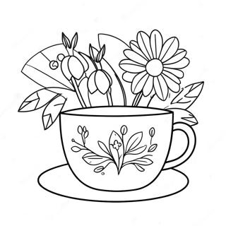 Niedliche Florale Tasse Ausmalbild 39728-32962