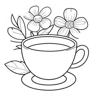 Niedliche Florale Tasse Ausmalbild 39728-32964