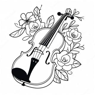 Elegante Violine Mit Blumen Ausmalbild 39758-32982