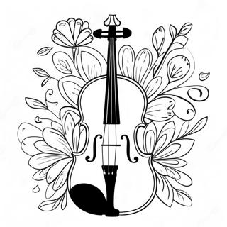 Elegante Violine Mit Blumen Ausmalbild 39758-32983