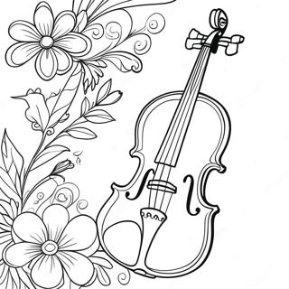 Elegante Violine Mit Blumen Ausmalbild 39758-32984