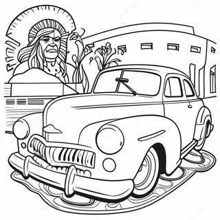 Chicano Kunst Mit Klassischen Autos Ausmalbild 41009-34066