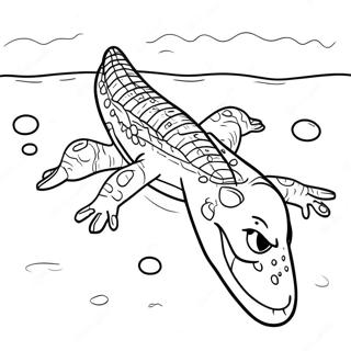 Vector Das Krokodil Schwimmt Im Wasser Ausmalbild 41600-34521