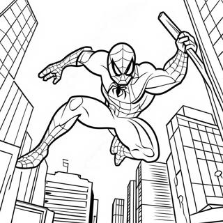 Spiderman 2099 Schwingend Durch Die Stadt Ausmalbild 4231-3416