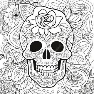 Aufwendiges Rose Skull Design Ausmalbild 4341-3501