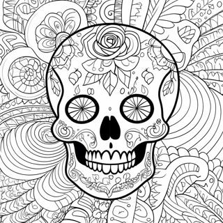 Aufwendiges Rose Skull Design Ausmalbild 4341-3502