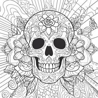 Aufwendiges Rose Skull Design Ausmalbild 4341-3503