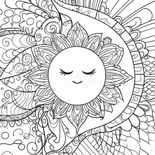 Buntes Hippie Sonne Und Mond Mandala Ausmalbild 43523-36214