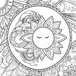 Buntes Hippie Sonne Und Mond Mandala Ausmalbild 43523-36215