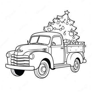 Vintage Weihnachtslastwagen Mit Baum Ausmalbild 43573-36254