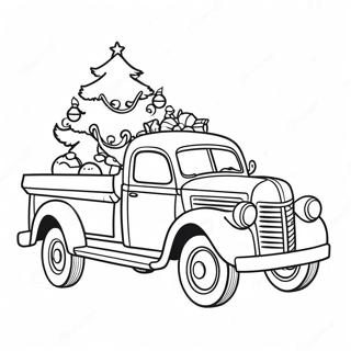 Vintage Weihnachtslastwagen Mit Baum Ausmalbild 43573-36255