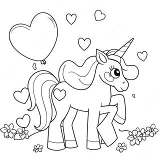 Magisches Valentinstag Einhorn Mit Herzballons Ausmalbild 44443-36964