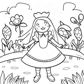 Verspielt Alice Im Wunderland Blumen Garten Ausmalbild 44793-37237