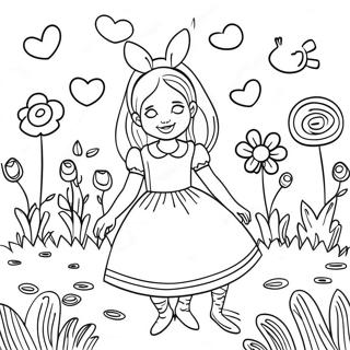 Verspielt Alice Im Wunderland Blumen Garten Ausmalbild 44793-37238