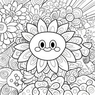 Buntes Takashi Murakami Blumen Ausmalbild 44823-37258