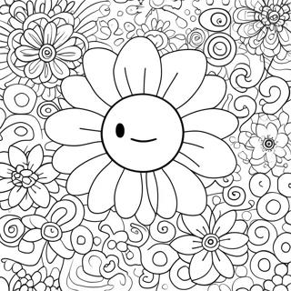 Buntes Takashi Murakami Blumen Ausmalbild 44823-37260