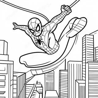 Spider Man Schwingt Durch Die Stadt Ausmalbild 45224-37569