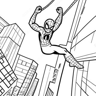 Spider Man Schwingt Durch Die Stadt Ausmalbild 45224-37571