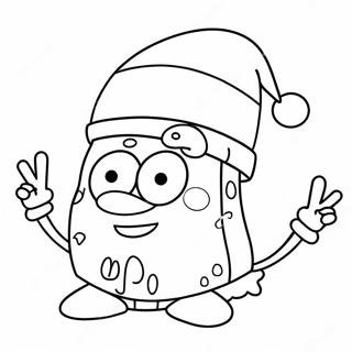 Festlicher Spongebob Mit Weihnachtsmutze Ausmalbild 45254-37594