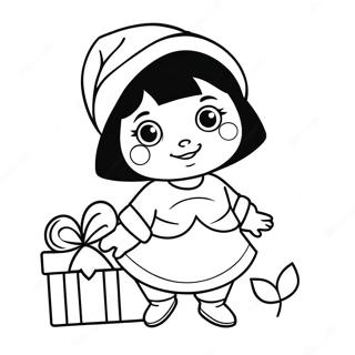 Dora In Einem Festlichen Weihnachtsmannhut Ausmalbild 45344-37668