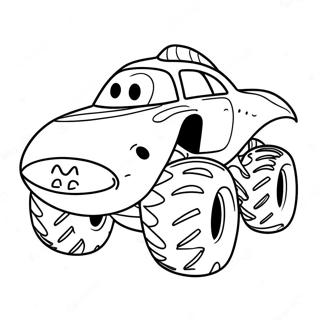 Ausmalbild Wilder Hai Monster Truck 4582-3685