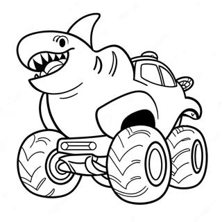 Ausmalbild Wilder Hai Monster Truck 4582-3686