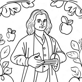 Ausmalbild Von Isaac Newton Mit Apfel 45864-38081