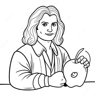 Ausmalbild Von Isaac Newton Mit Apfel 45864-38082