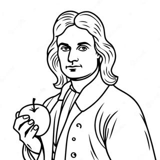 Ausmalbild Von Isaac Newton Mit Apfel 45864-38084