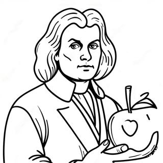 Ausmalbild Von Isaac Newton Mit Apfel 45864-38221